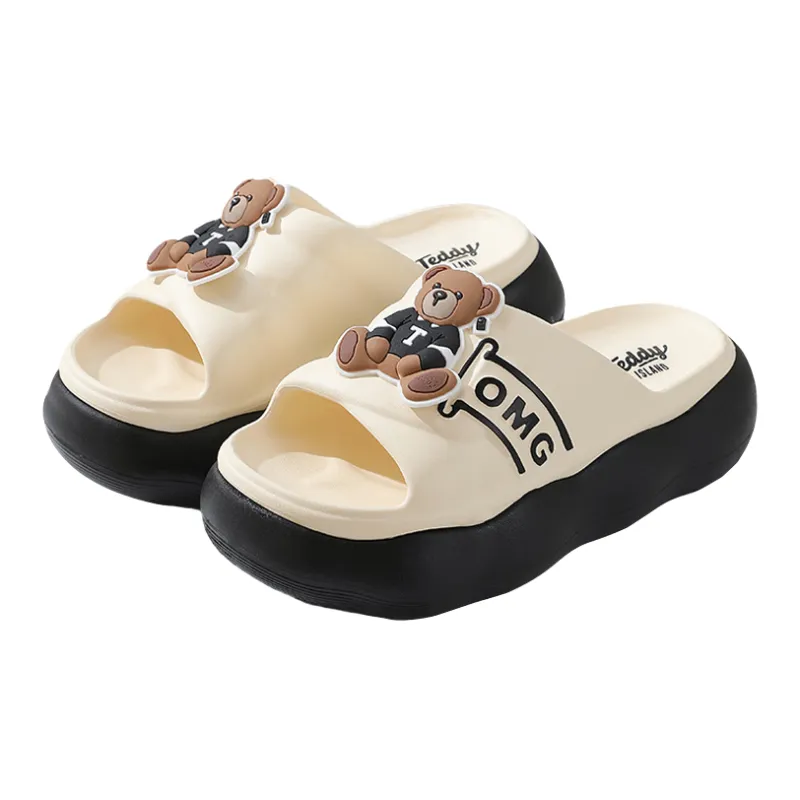 TEDDY ISLAND Cute Bear Women's Sandals Multicolor Home Soft Sole EVA Thickened Bottom Outerwear Slide Slippers-0