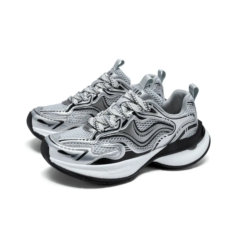 JEEP SPIRIT Slip Resistant, Breathable, Lightweight Low Top Chunky Sneakers Men's Premium Silver-3