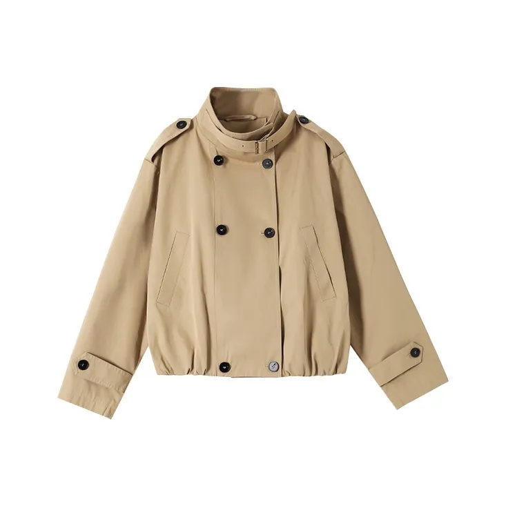PAZZO Versatile Petite Cropped Trench Coat Jackets & Coats Women's-3