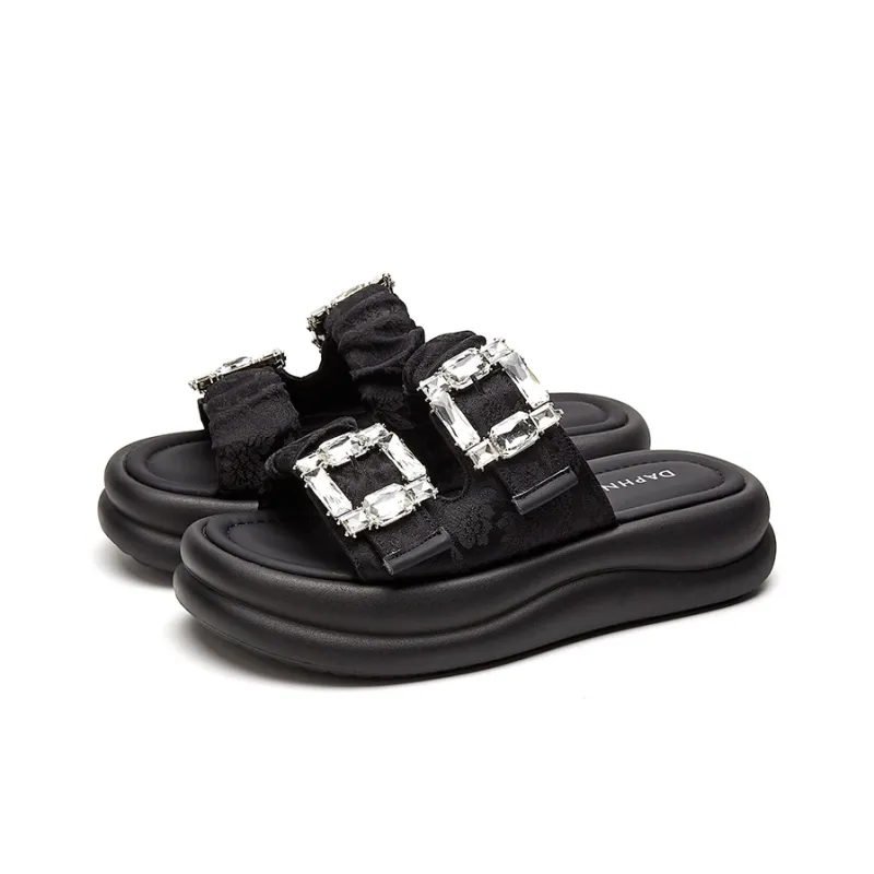 DAPHNE PVC Polyvinyl Chloride Quiet, Odor Resistant, Abrasion Resistant Slide Slippers Women's-0