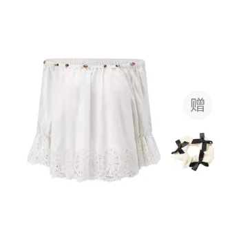 TURN UP Shirt Women's White+Bowknot Hair Tie Comes With