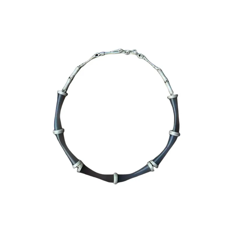 OLIO E ACETO 925 Sterling Silver Necklaces Unisex Black/Gray-1