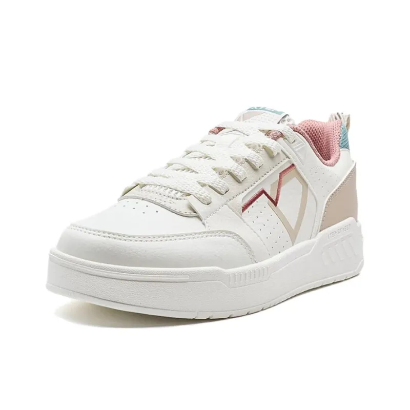 XTEP Innovation Wear resistant And Lightweight Low Top Skateboard Shoes Women's White Brown Green-1