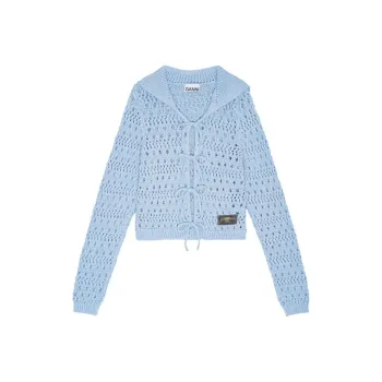 GANNI Cardigan With Logo Patch