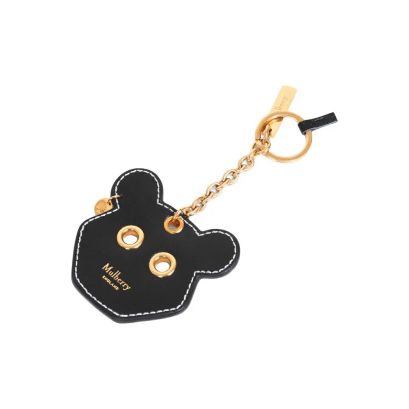 Mulberry Cow Leather Keychains Unisex White-2