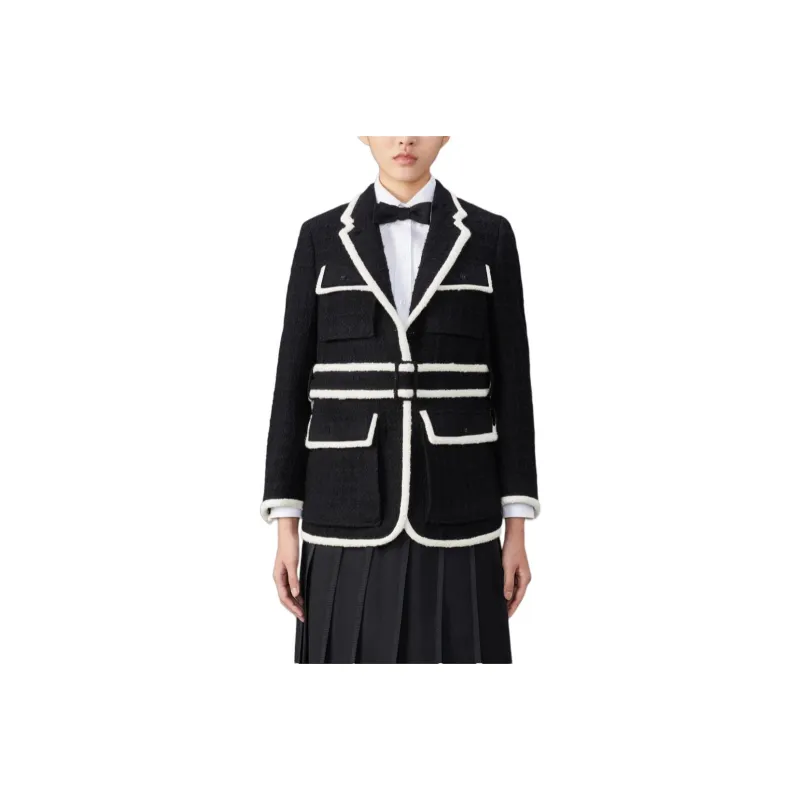 THOM BROWNE Belted Tweed Jacket-0