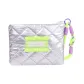 Neon Green Diamond Grid Cosmetics Storage Bag