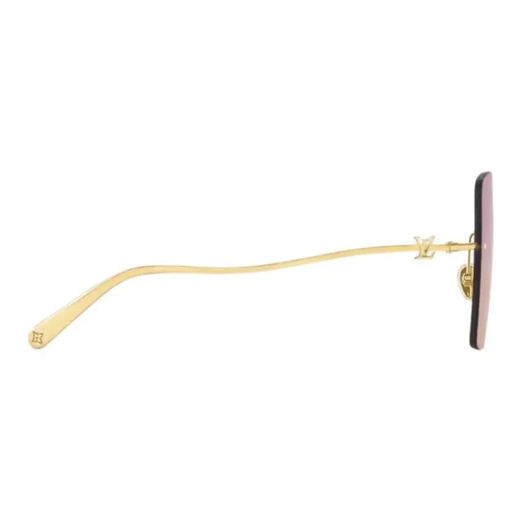 LOUIS VUITTON Metal Irregular Shape Sunglasses Women's Gold-2
