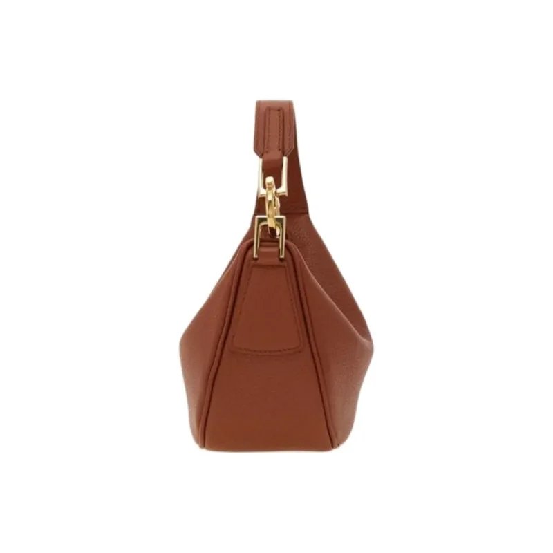 FERRAGAMO Calfskin Boston Bag Handbag Mini Women's Tan-1