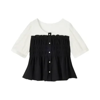 EICHITOO Chiffon Shirt Women's Black Trim