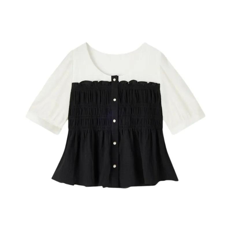 EICHITOO Chiffon Shirt Women's Black Trim-0