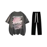 Clothing Sets (Dark Gray T-Shirt+Black Casual Pants)