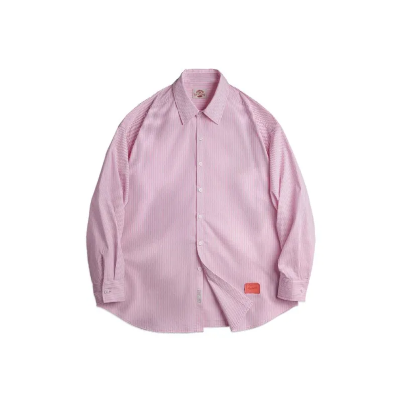 MADEN Shirt Women's Pink With White Stripes-0
