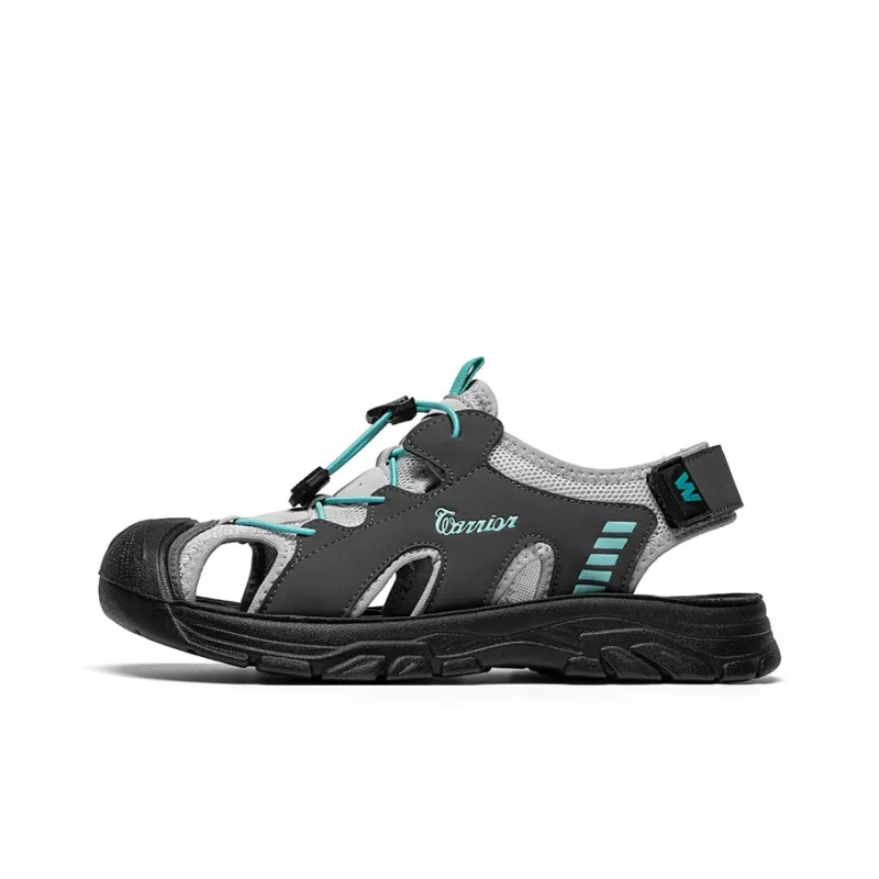 Warrior Abrasion Resistant Breathable Slip Resistant River Trekking Shoes Men's Gray Beige Light Blue-0
