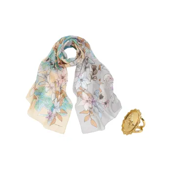 MARJAKURKI Silk Long Scarf Women's