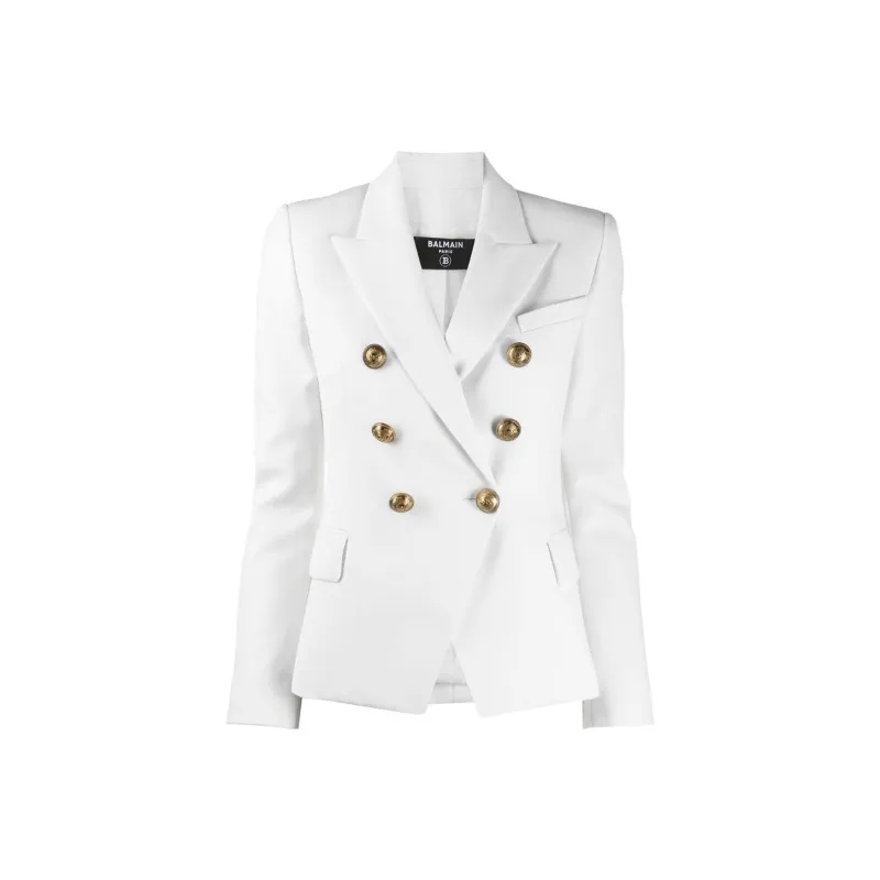 BALMAIN Double breasted Leather Blazer-0