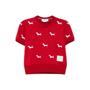 THOM BROWNE Short sleeve Rib cuff Tee