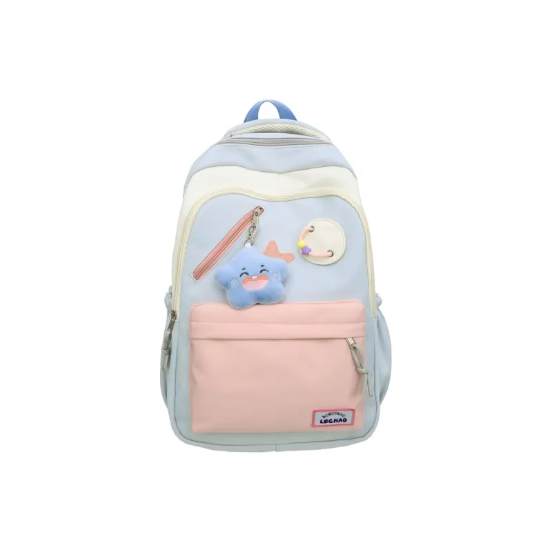 Yalu Nylon Backpack Unisex White/Black/Lotus Color/Blue-17