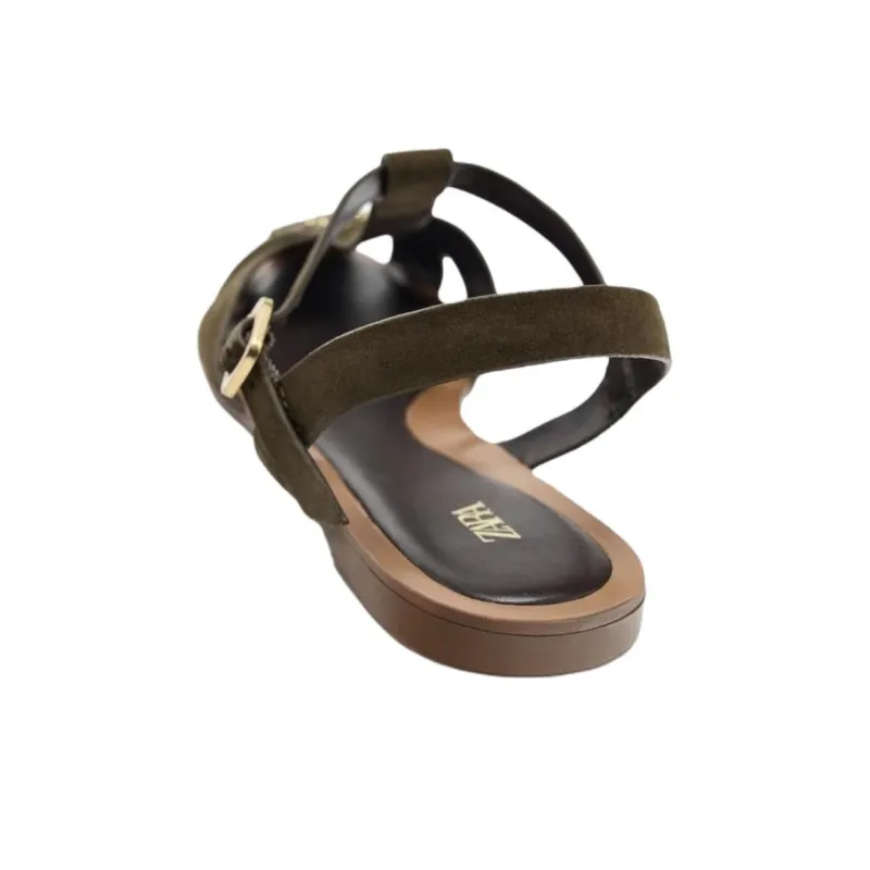 ZARA Roman Sandals 1.5cm Women's Khaki Green-4