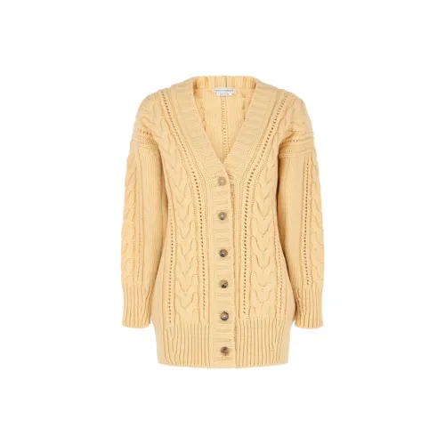 Alexander McQueen Cable Knit Oversized Cardigan Pale Yellow