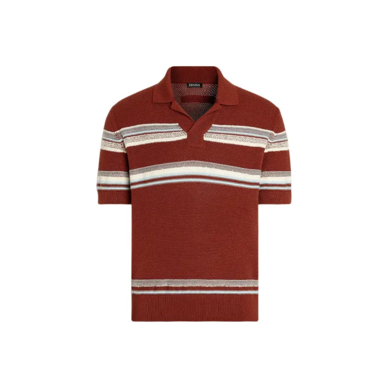 Zegna Polo Shirt Men's Brick Red-0