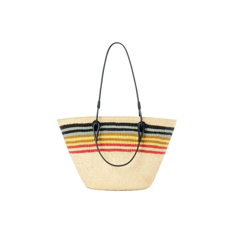 LOEWE Anagram Basket Palm Leaf Tote Bag, Shopping Bag, Shoulder Bag Medium Size Women's Natural & Multicolor-2