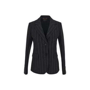 VERSACE Logo Printed Single Breasted Blazer