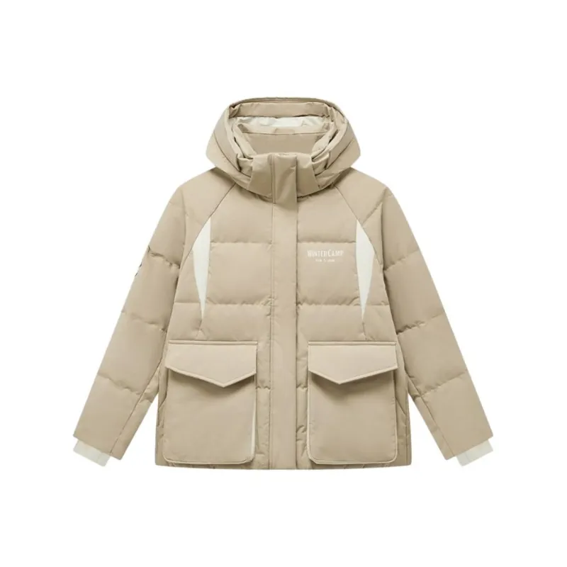 XTEP Down Jacket Women's Crimson Jade Brown/Cotton White-0
