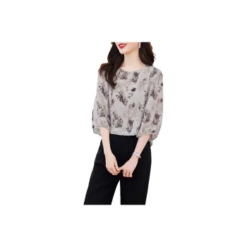 Yi Mengyuan 3/4 Sleeved Silk Shirt Women's Image Color
