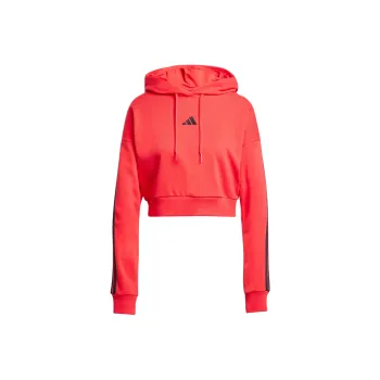 Adidas Free Shipping With AdiClub Essentials 3 Stripes French Terry Crop Hoodie