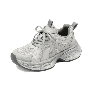 XICUNMINGWU Breathable Low Top Chunky Sneakers Women's Silver