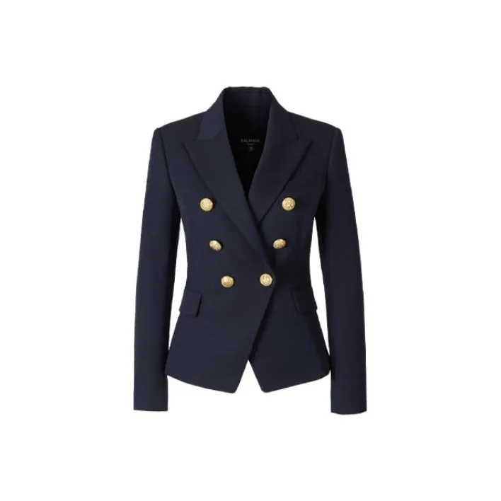BALMAIN 6 Lion Button Wool Jacket 'Navy'-0
