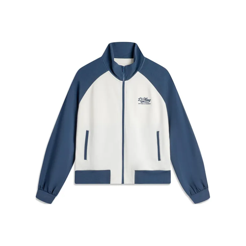 LiNing Sports Life Collection Sweatshirt Women's Ivory/Deep Prussian Blue-0