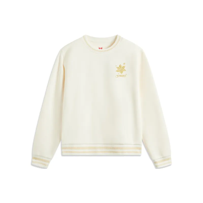 LiNing Rijin Doujin Collection Sweatshirt Women's Ecru/Left Chest Floral-0