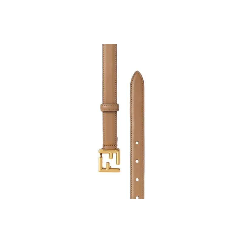FENDI Calfskin Leather Belts Women's Brown 2CM-2