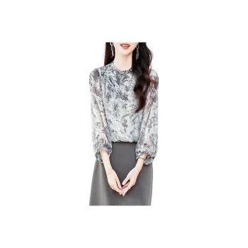 Yi Mengyuan Long Sleeved Silk Shirt Women's Jungle Ink Wash