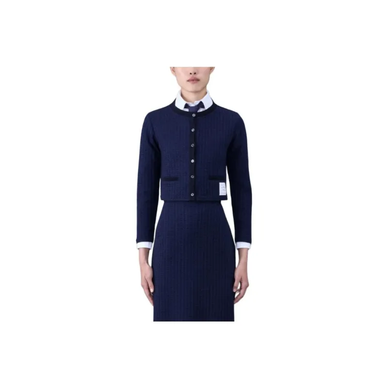 THOM BROWNE Signature 4-Bar Cropped Cardigan-0