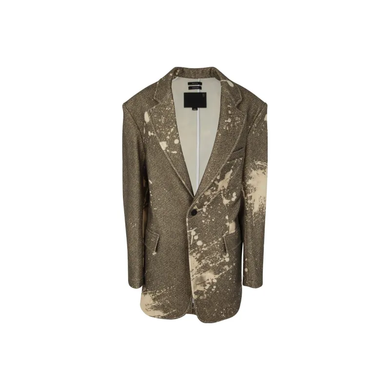 R13 Paint Splatter print Tweed Blazer-0