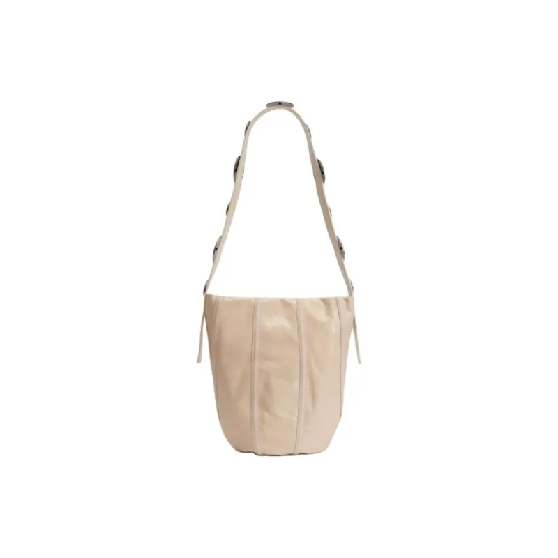 ZARA SRPLS Series Cow Leather Handbag, Shoulder Bag, Crossbody Bag Medium Size Women's Raw White-2
