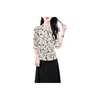 Yi Mengyuan Long Sleeved Silk Shirt Women's Starry Branches And Leaves