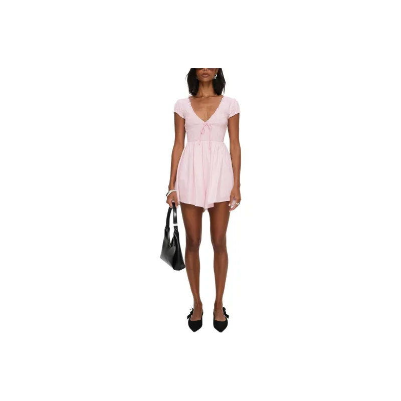 PRINCESS POLLY WESCOTT STRIPE PLAYSUIT Jumpsuit Women's PINK WHITE/Pink White-0