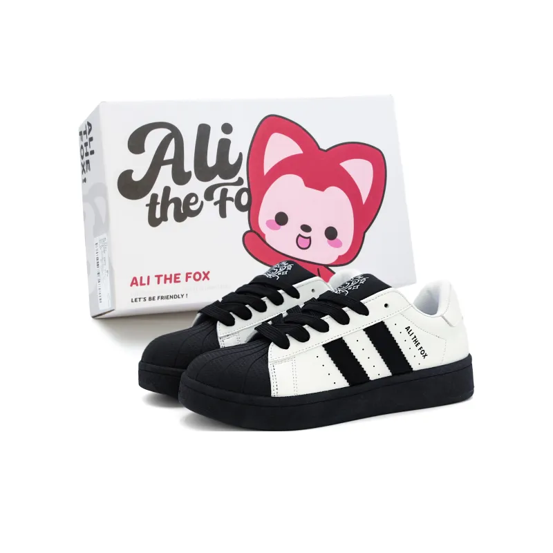 ALI THE FOX Skateboard Shoes Women's Low Top White Black/Pure White-0