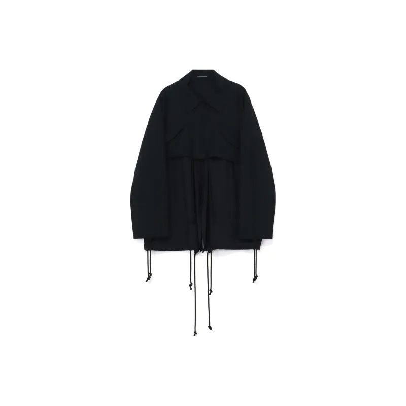 Yohji Yamamoto Panelled Drawstring Cape-0