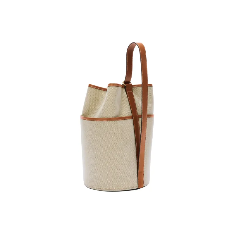 Furla Fabric Bucket Bag Handbag Medium Size Women's Brown & Beige-2