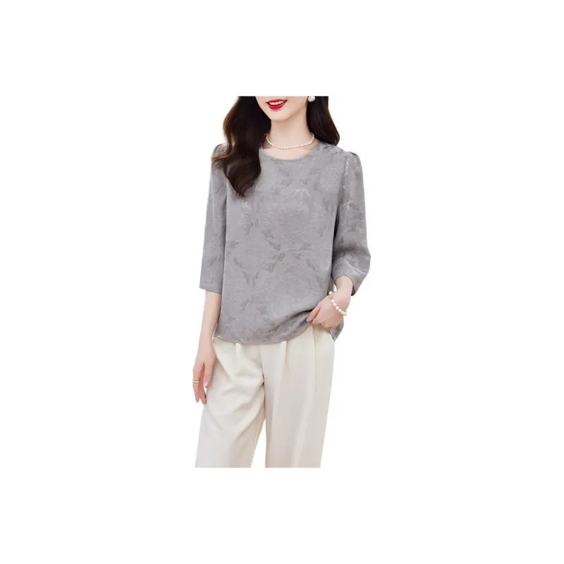 Yi Mengyuan 3/4 Sleeved Silk Shirt Women's-3