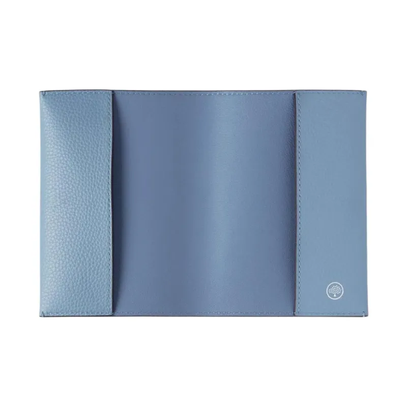 Mulberry Small Grain Leather Passport Holder Small Size Women's Blue Gray-1
