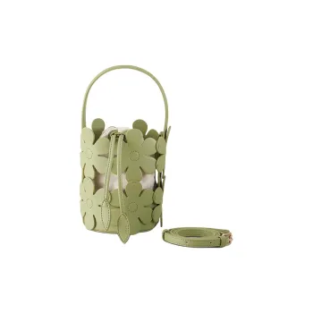 AJIDOU Artificial Leather Bucket Bag, One Shoulder Handbag Medium Size Women's Green