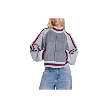 Jaded London Grey Team 85 Knitted Bomber Jacket Jackets Coats Women's Gray