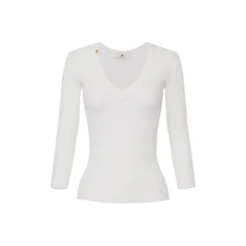 Elisabetta Franchi V neck Ribbed Top