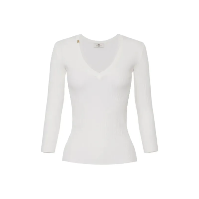 Elisabetta Franchi V neck Ribbed Top-0
